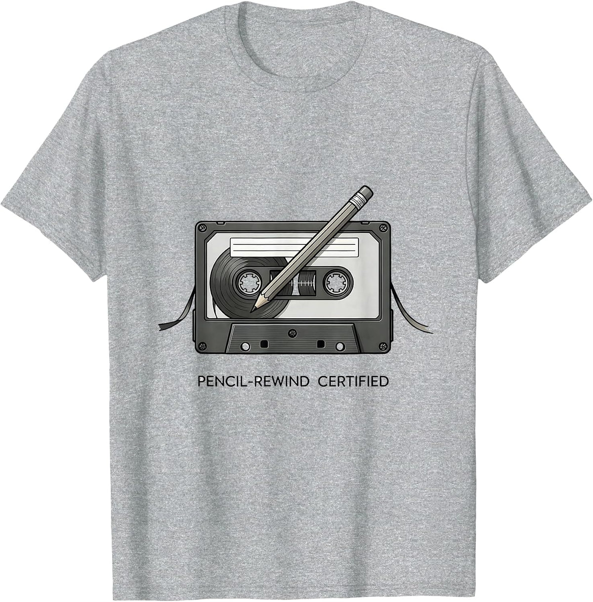 Men's Pencil-Rewind Certified Vintage 90s Hip-Hop Nostalgia T-Shirt - Heather Grey