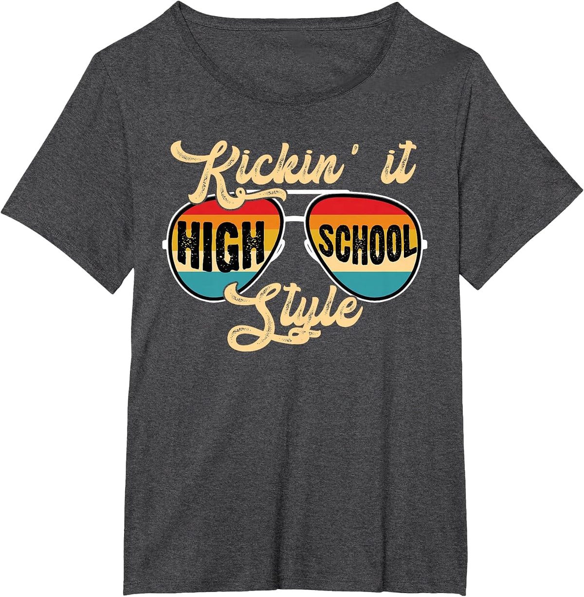 Retro Kickin It High School Style Teacher Back to School T-Shirt - Dark Heather Grey