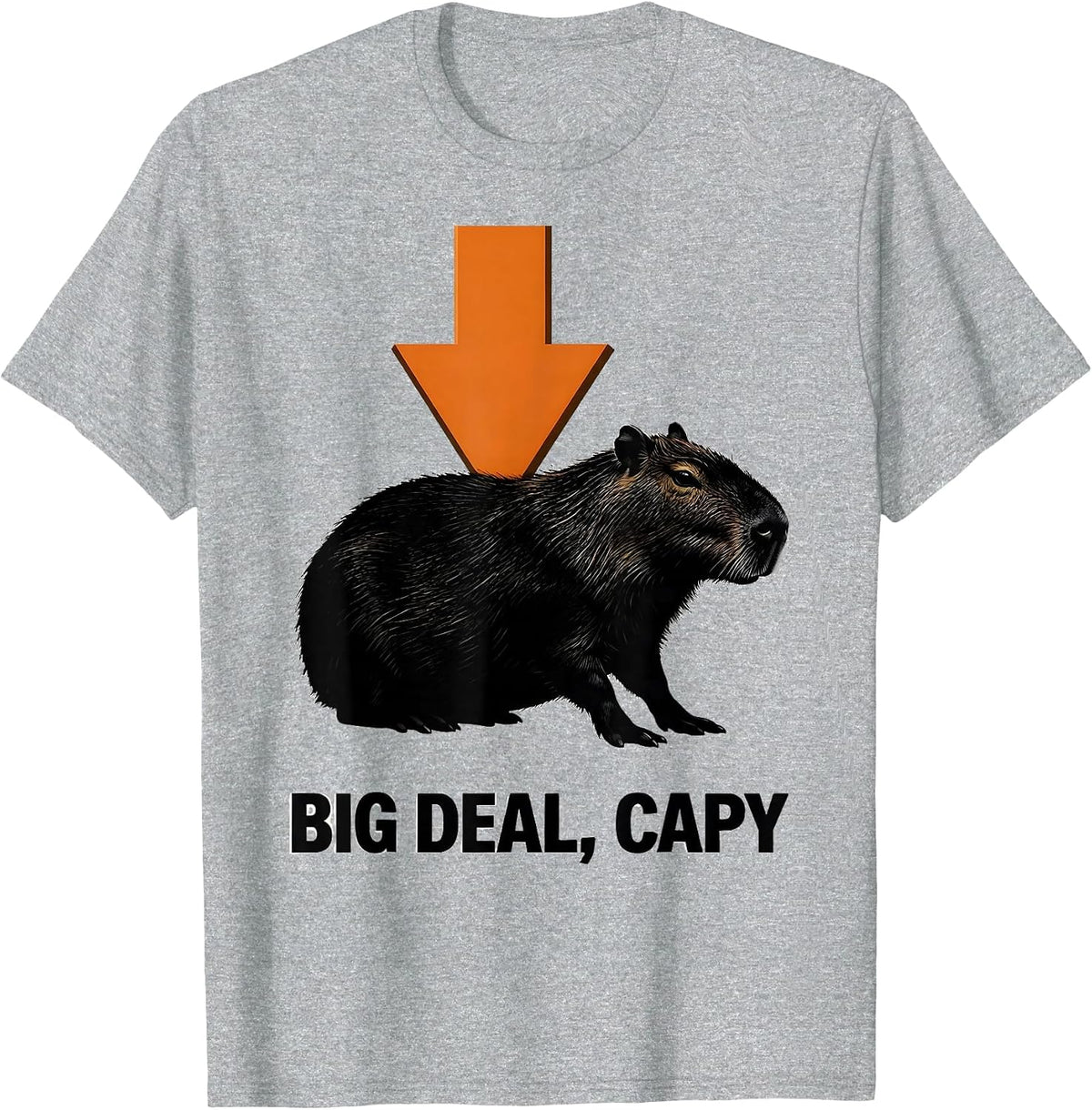 Men's Big Deal, Capy Brutalist Graphic Funny Capybara Meme Gamer T-Shirt - Heather Grey