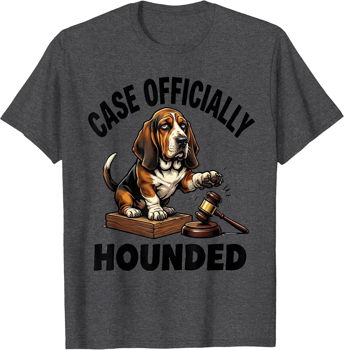 Case Officially Hounded Funny Basset Hound Meme Gen Z Humor T-Shirt - Dark Heather Grey