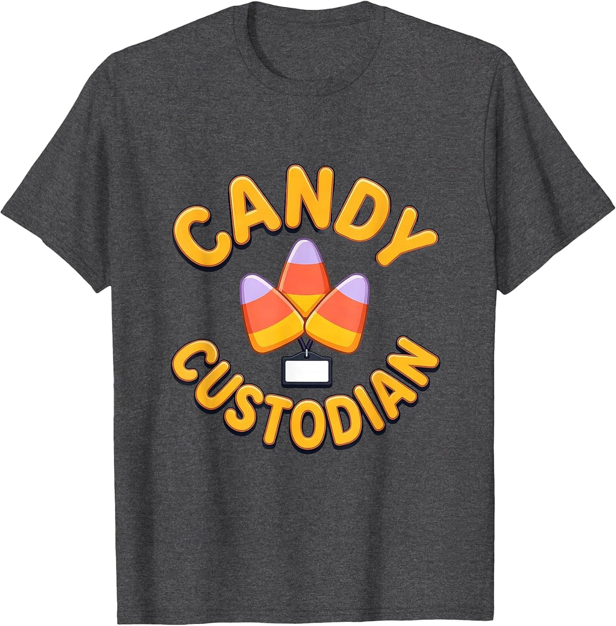 Men's Candy Custodian Funny Halloween Costume Group Humor T-Shirt - Dark Heather Grey