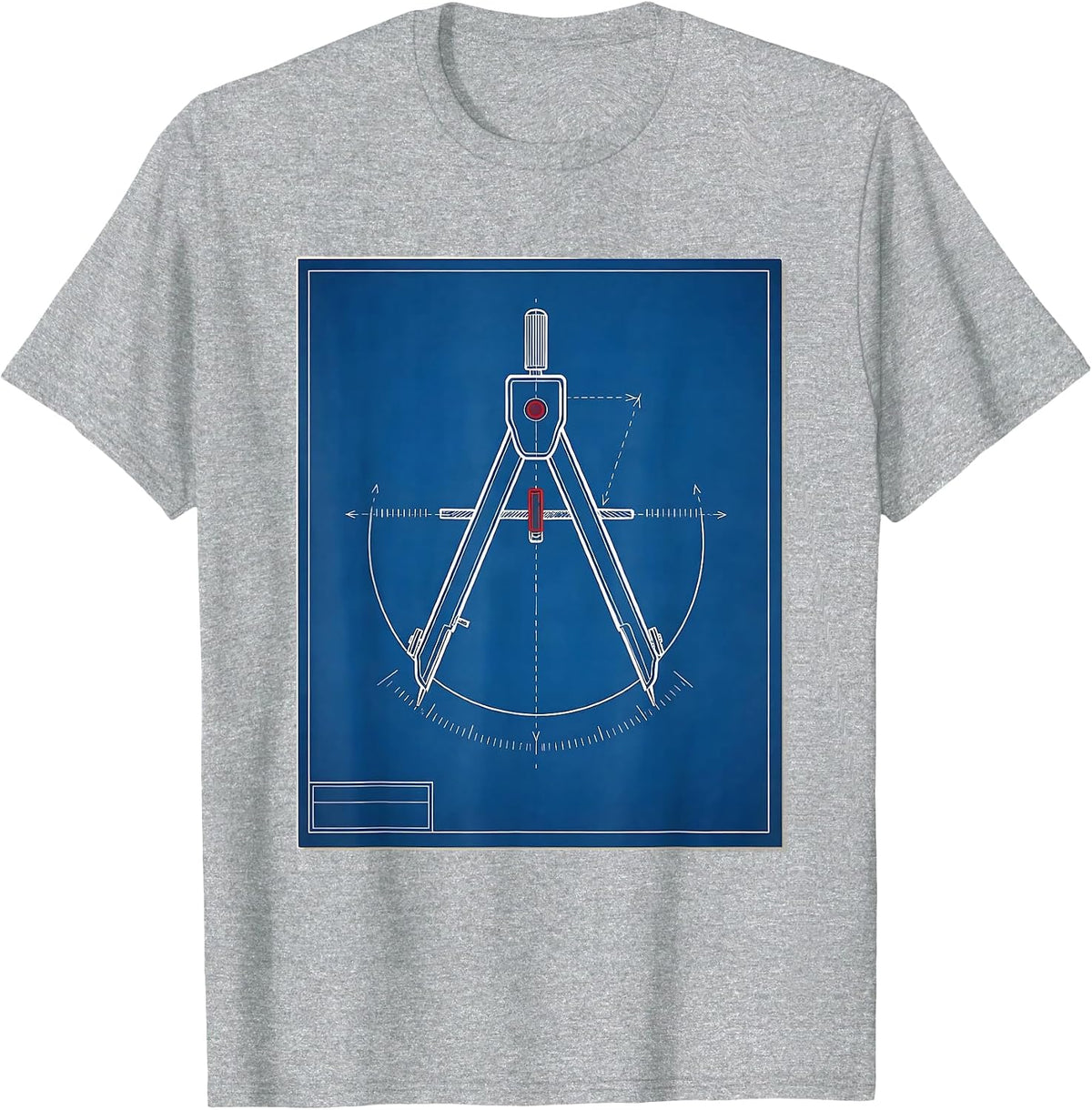 Men's Square and Compass Freemason Technical Blueprint Fraternal T-Shirt - Heather Grey