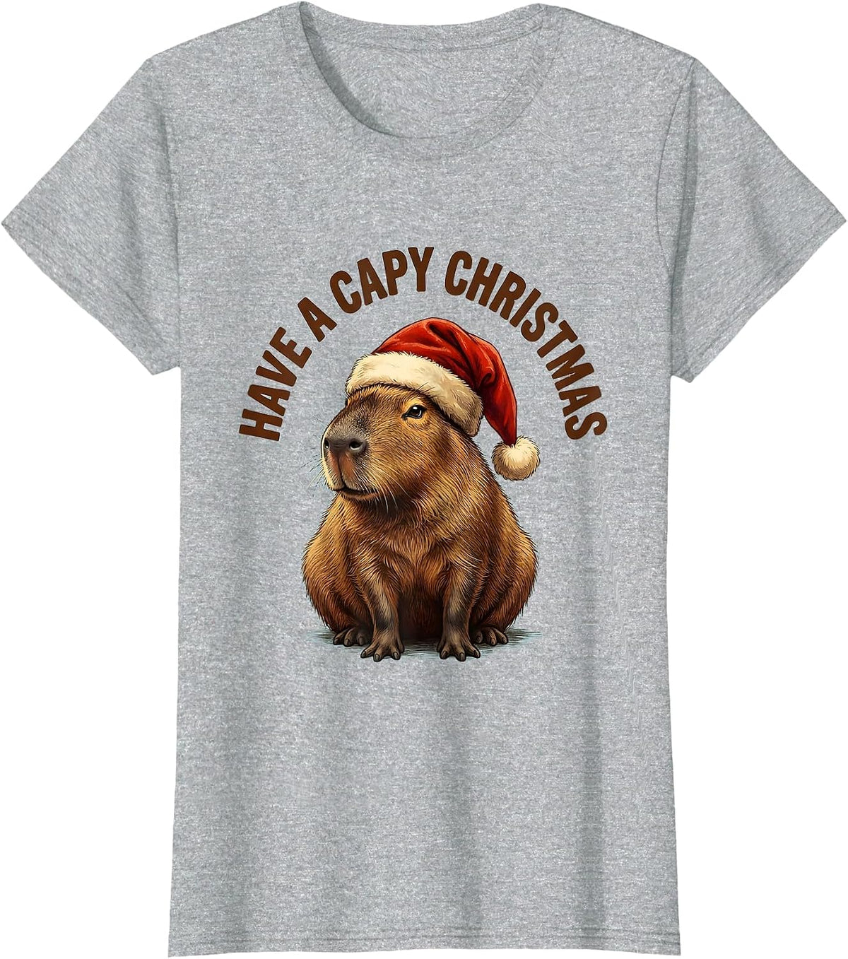 Have a Capy Christmas Funny Capybara Holiday Mascot Santa T-Shirt - Heather Grey