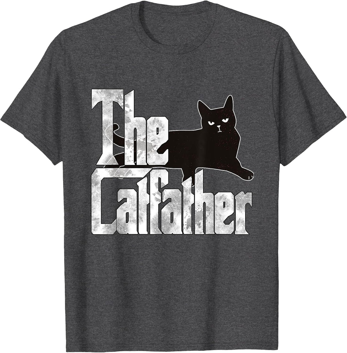 Cat Dad The Catfather Lazy Black Cat Father Kitty Daddy T-Shirt - Dark Heather Grey