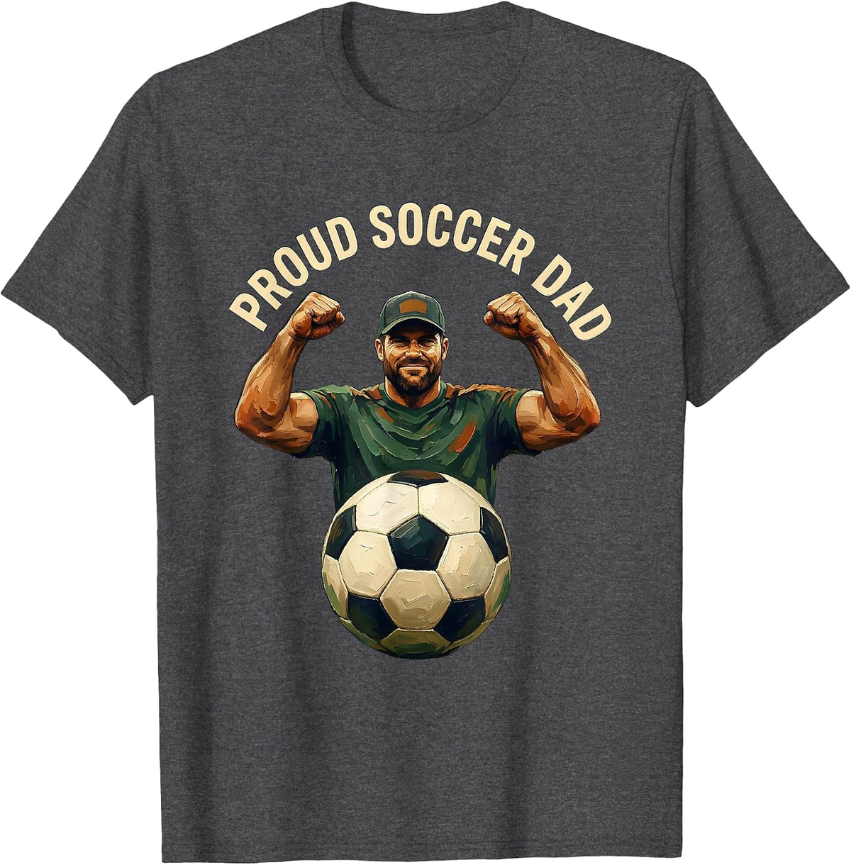 Proud Soccer Dad Graphic Design T-Shirt - Dark Heather Grey