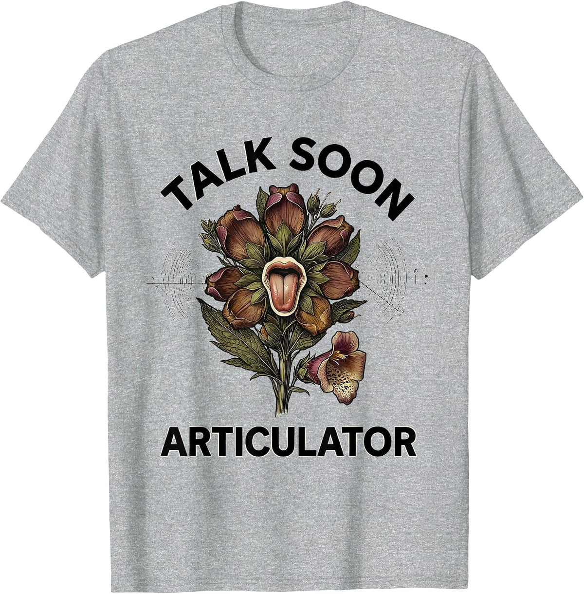Men's Talk Soon Articulator Botanical Speech Language Pathologist T-Shirt - Heather Grey