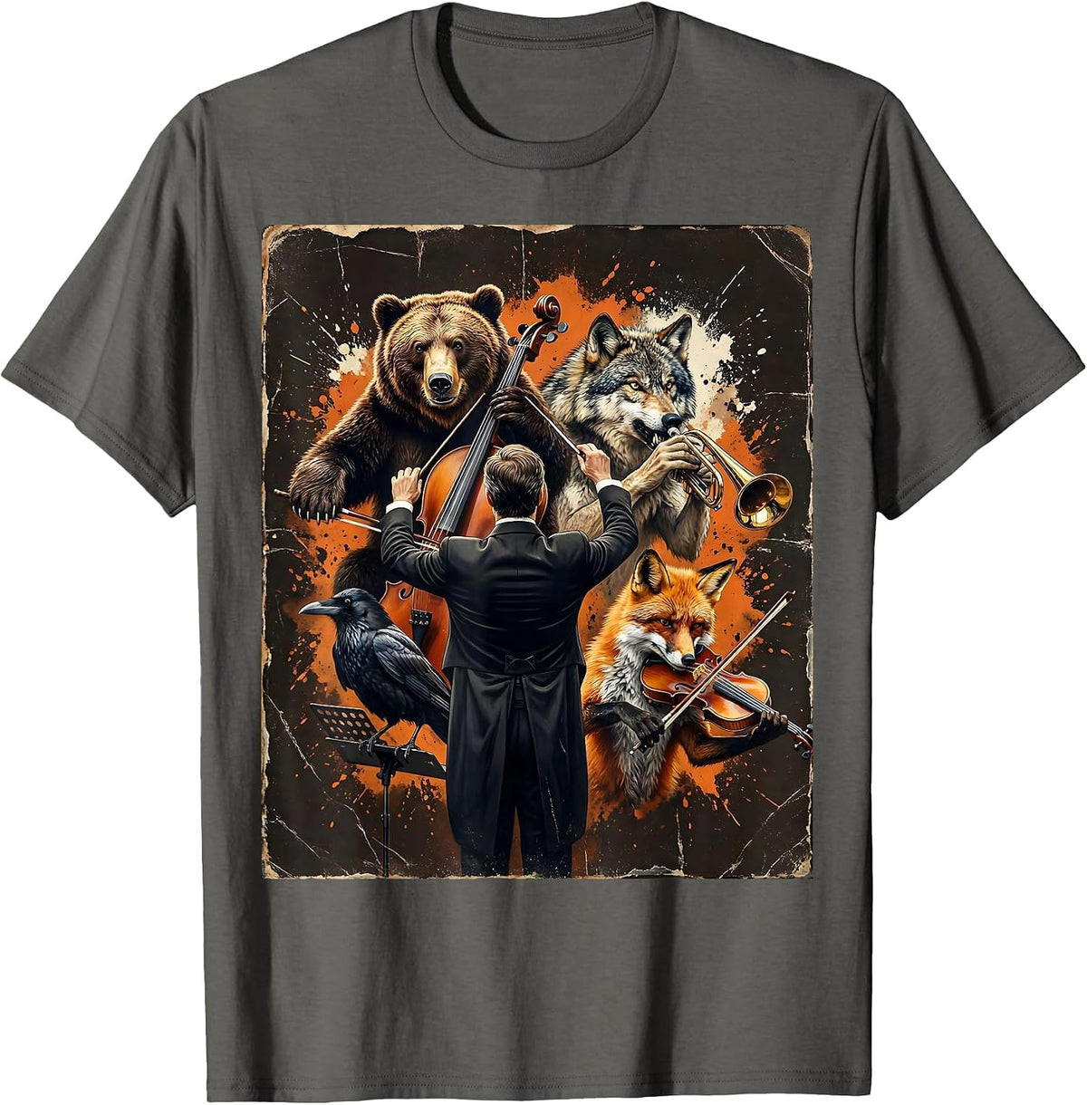 Chaos Coordinator Wild Animal Orchestra Conductor T-Shirt - Asphalt Grey