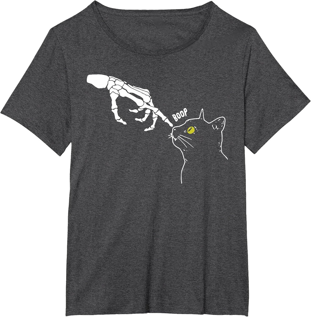 Halloween Skeleton Hand Cat Boop Funny Costume Cat Lovers T-Shirt - Dark Heather Grey