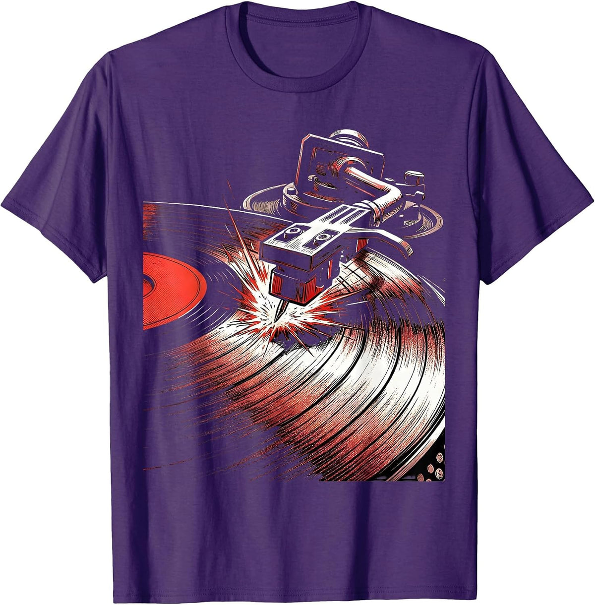 Turntable Needle Drops on Vinyl Record Hip Hop T-Shirt - Purple