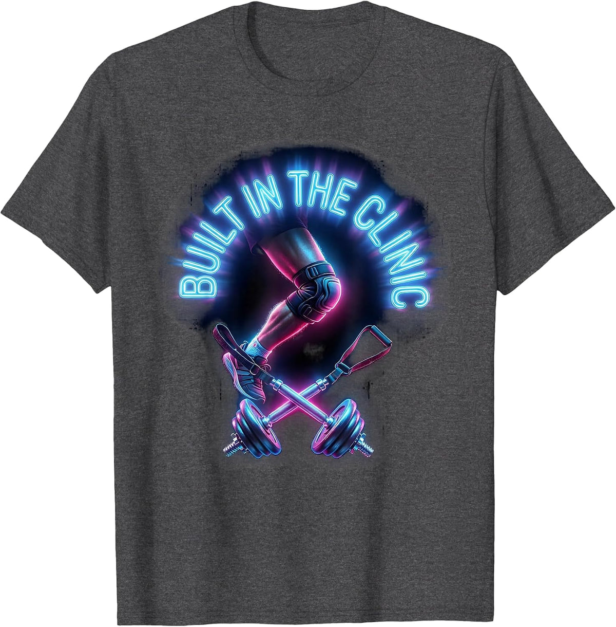 Built in the Clinic Physical Therapy Design T-Shirt - Dark Heather Grey