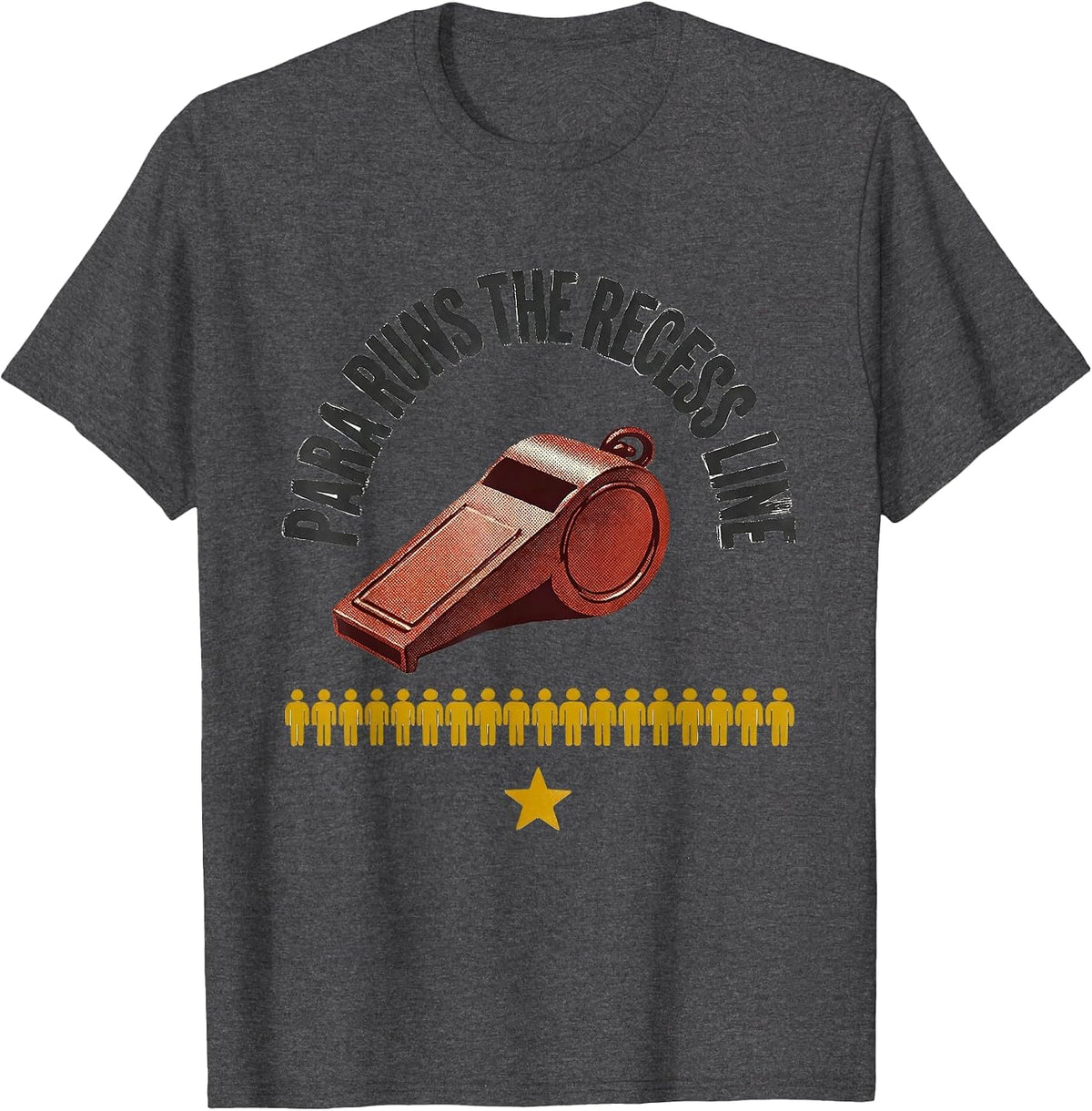 PARA Runs The Recess Line Heartfelt Paraprofessional T-Shirt - Dark Heather Grey