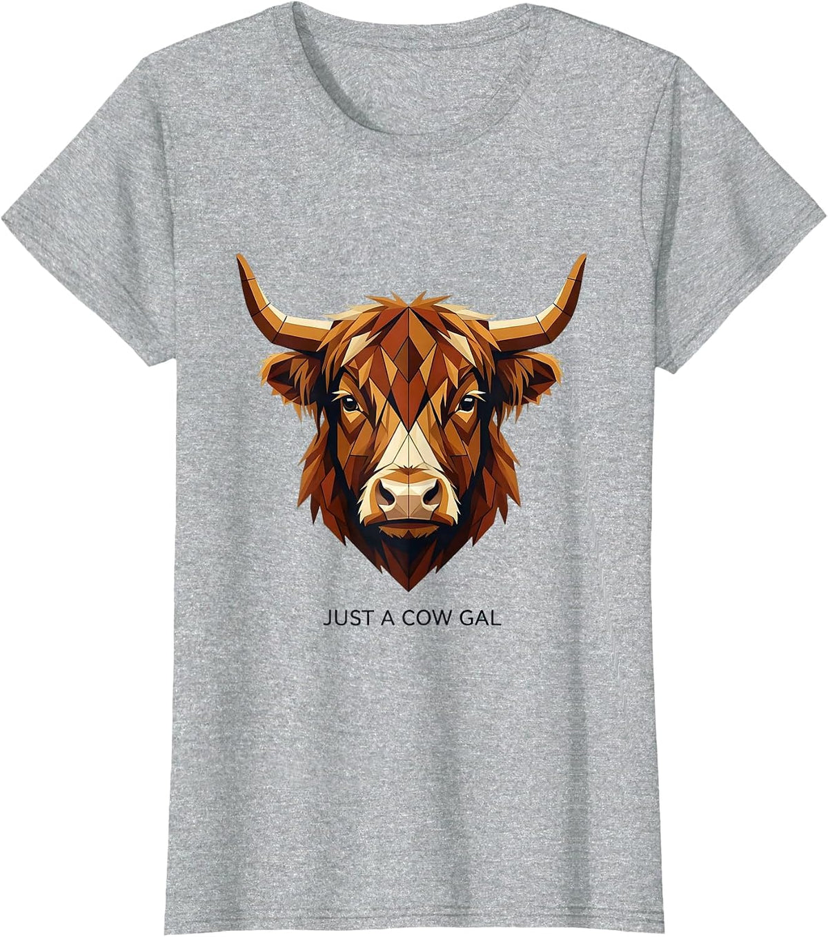 Women's Just a Cow Gal Highland Cow Design T-Shirt - Heather Grey