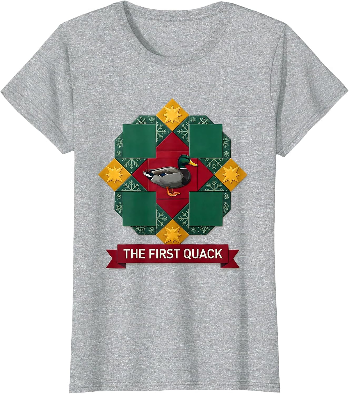 The First Quack Funny Rubber Duck Christmas Pajama Humor T-Shirt - Heather Grey