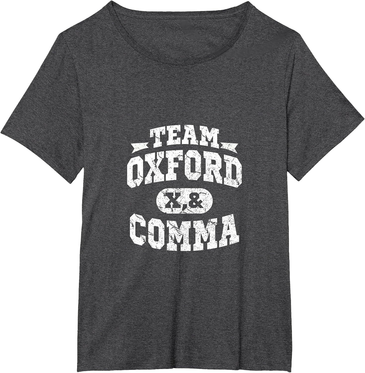 Team Oxford Comma T-Shirt - Funny Grammar Book Lovers T-Shirt - Dark Heather Grey