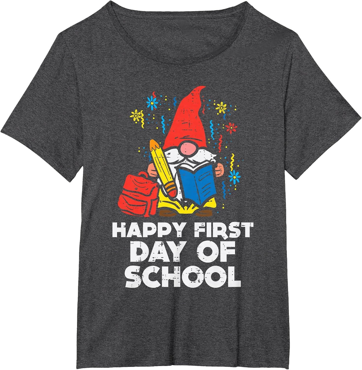 Gnome Happy First Day of School Cute Back to School Teacher T-Shirt - Dark Heather Grey