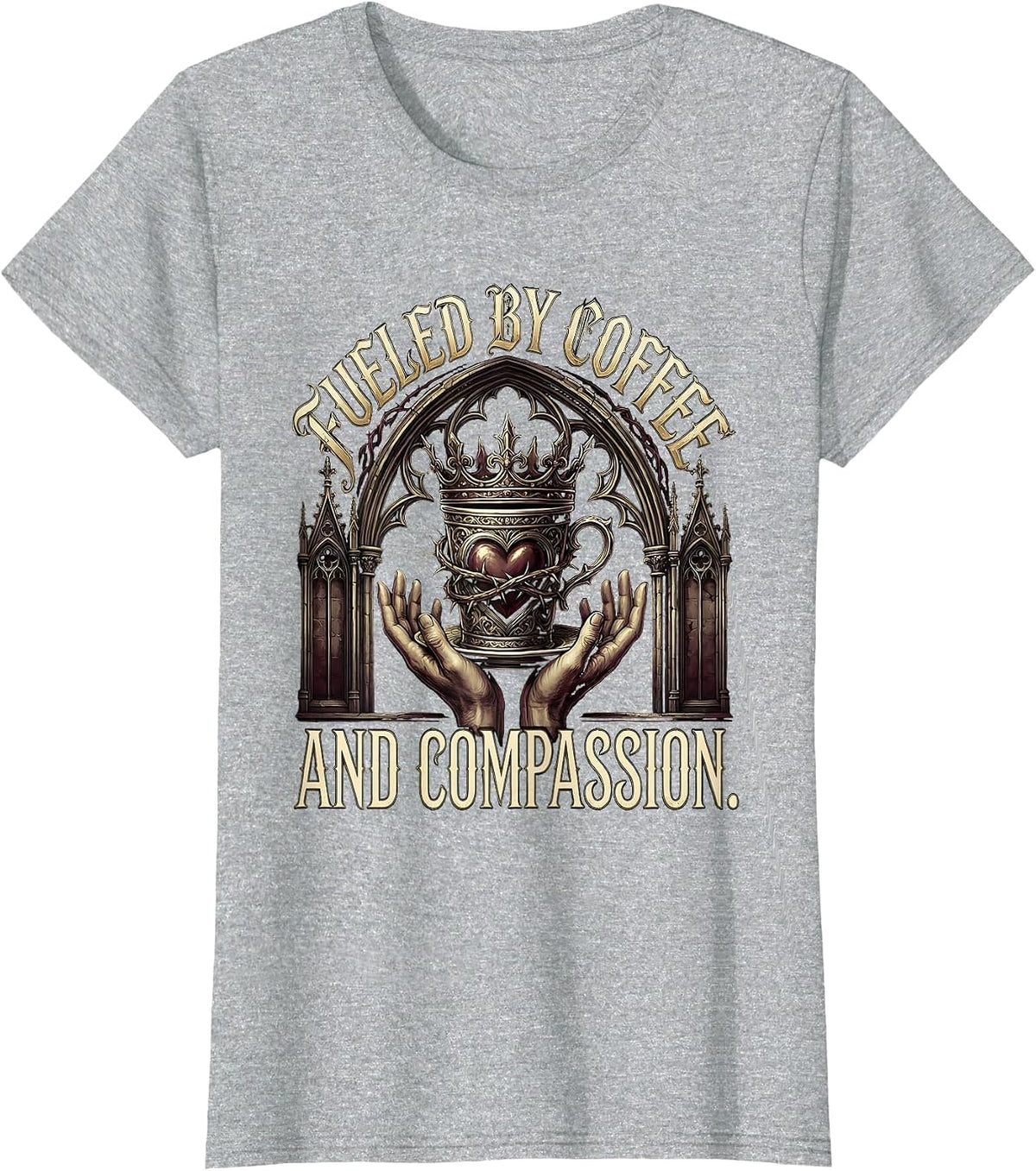 Women's Fueled by Coffee and Compassion Social Worker T-Shirt - Heather Grey