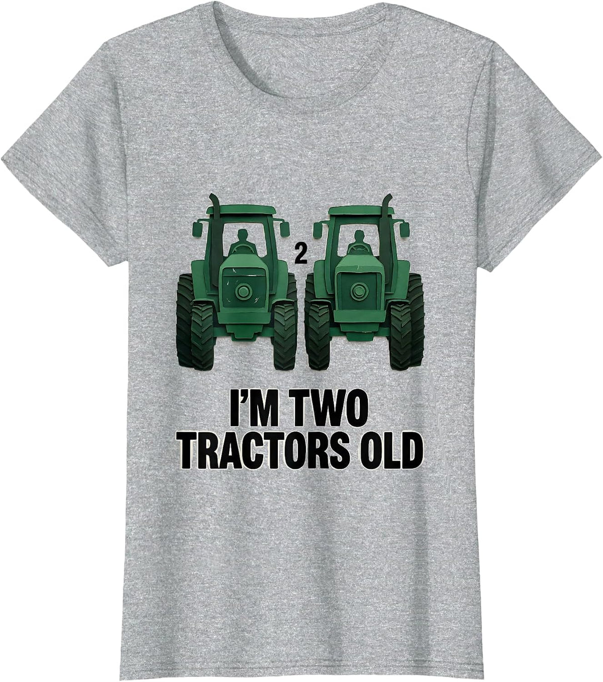 Women's I'm Two Tractors Old Funny Toddler Boy Tractor Lover T-Shirt - Heather Grey