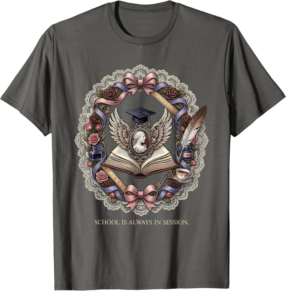 Men's School Is Always In Session Teacher Design T-Shirt - Asphalt Grey