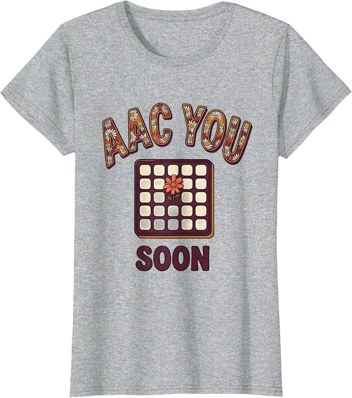 Women's AAC You Soon Retro Floral Speech Language Pathologist SLP T-Shirt - Heather Grey