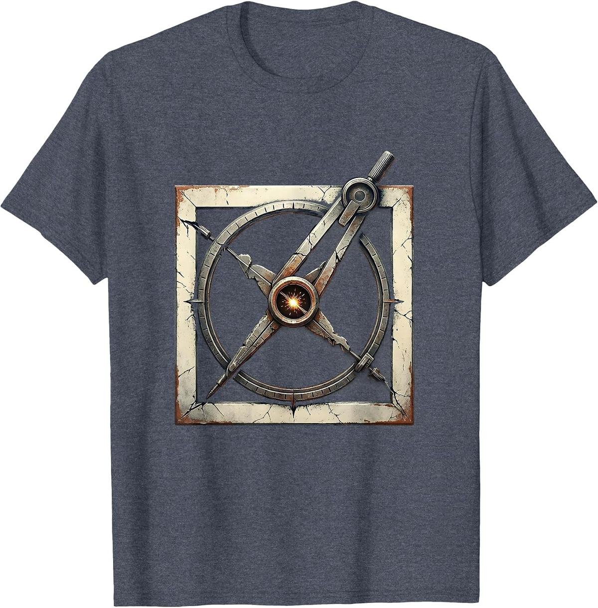 Men's Square and Compass Distressed Freemason Fraternal Pride T-Shirt - Heather Blue