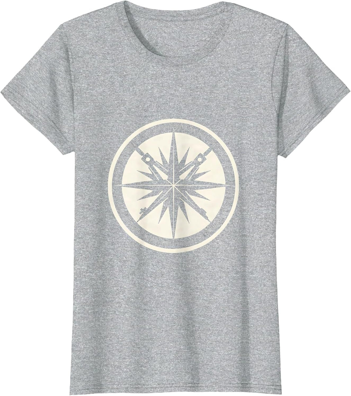Women's Compass Protractor Geometric Starburst Design T-Shirt - Heather Grey