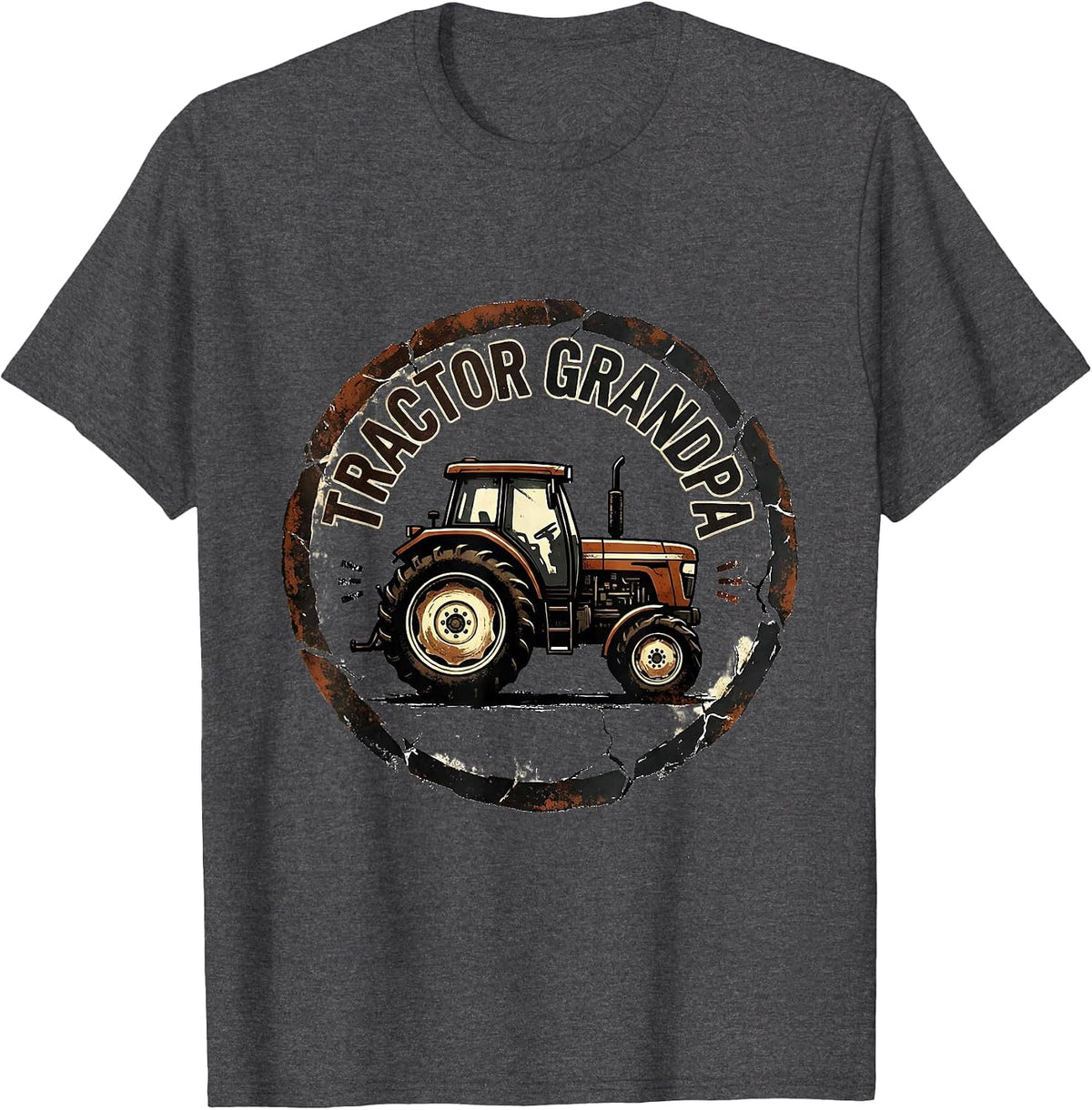 Tractor Grandpa Distressed Funny Grandpa Farmer Gift T-Shirt - Dark Heather Grey