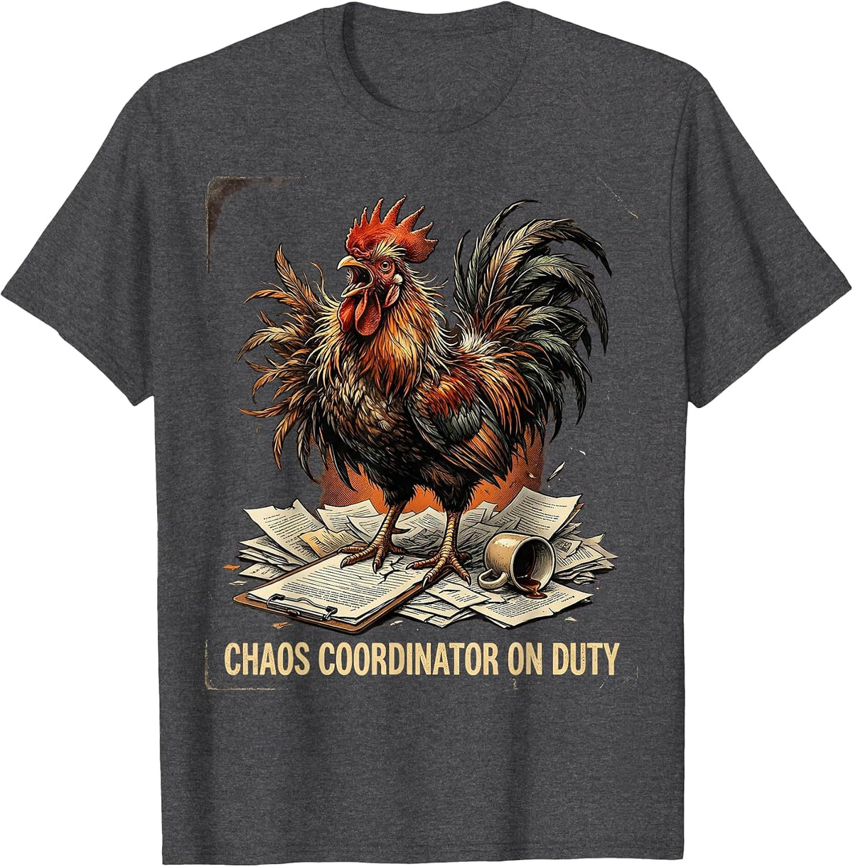 Men's Chaos Coordinator On Duty Funny Novelty Design T-Shirt - Dark Heather Grey