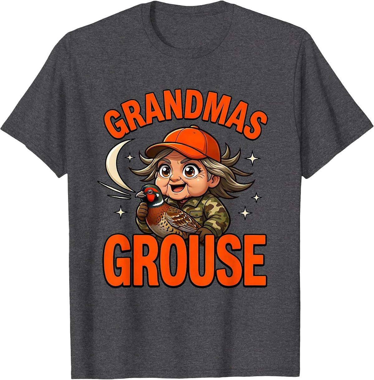 Men's GRANDMAS GROUSE Funny Hunting Grandma Deer Duck Hunter Gift T-Shirt - Dark Heather Grey