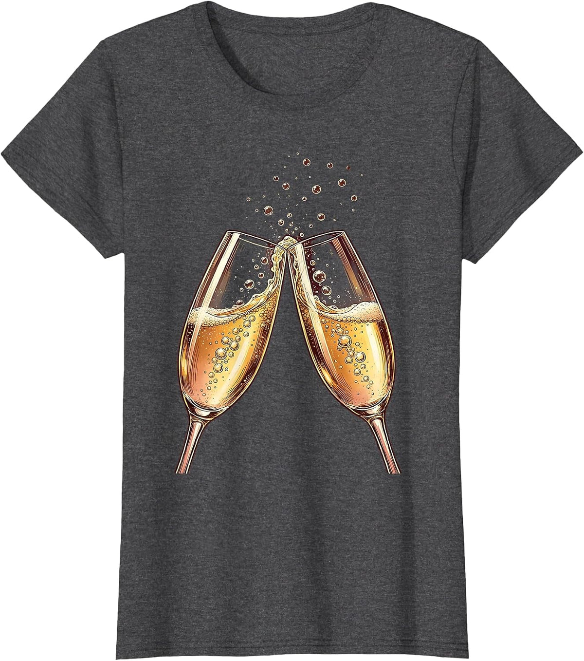 Women's Champagne Toast Celebration Clinking Glasses T-Shirt - Dark Heather Grey