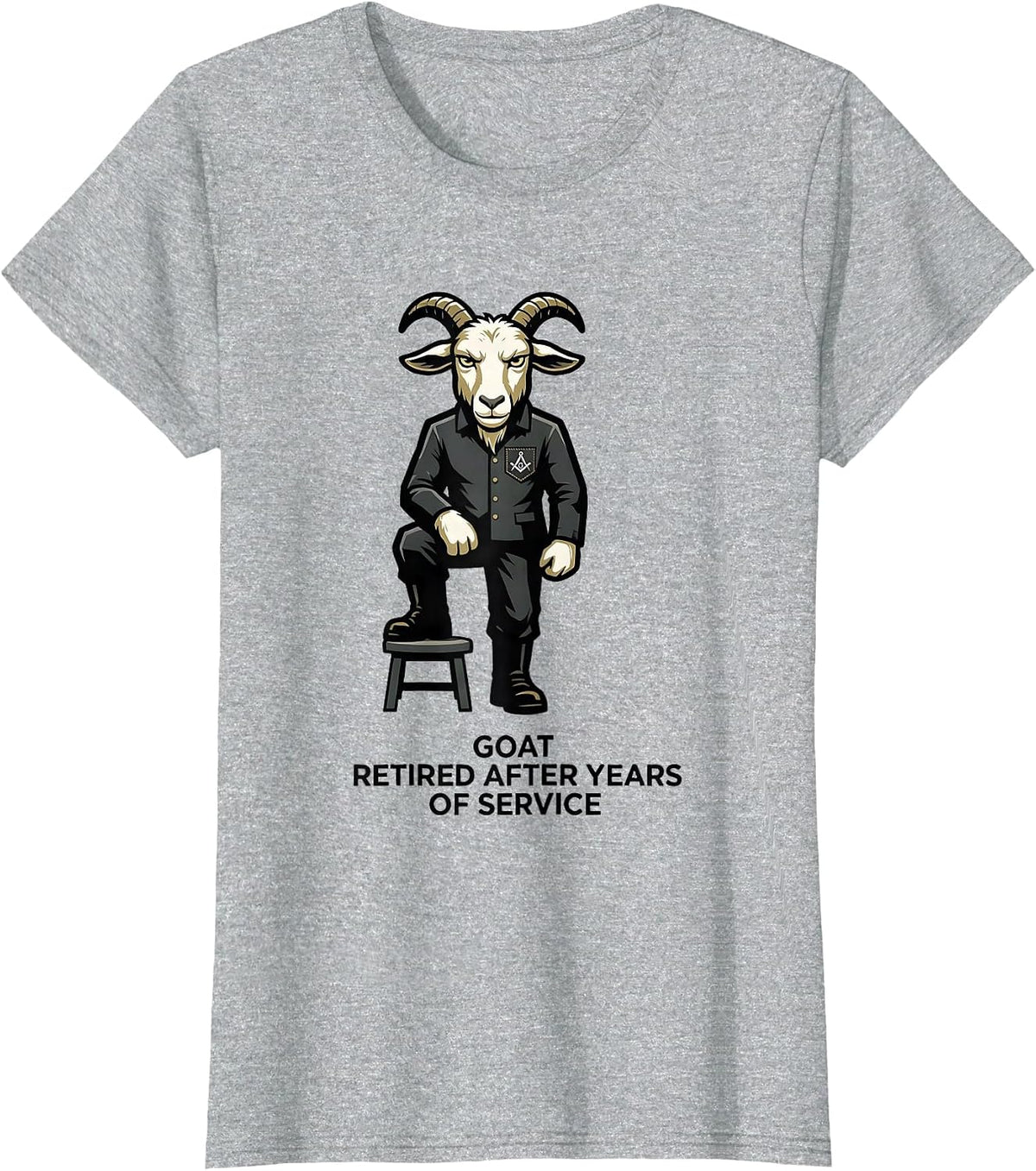 Women's Goat Retired After Years Of Service Freemason Square T-Shirt - Heather Grey