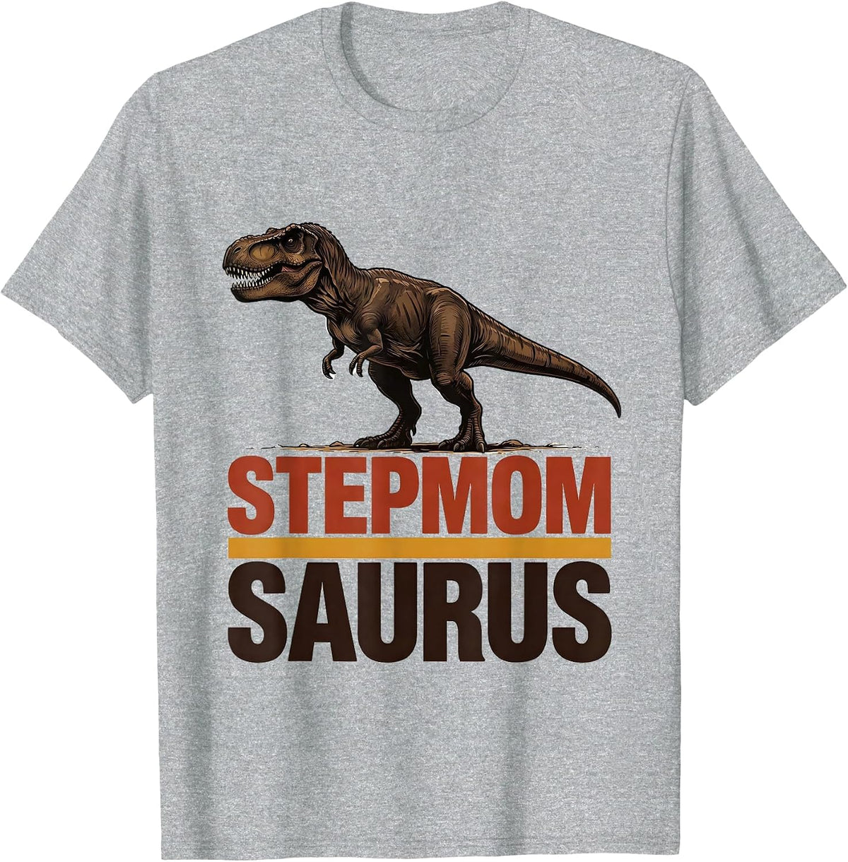 Men's Stepmomsaurus Funny T-Rex Dinosaur Family Matching Gift T-Shirt - Heather Grey