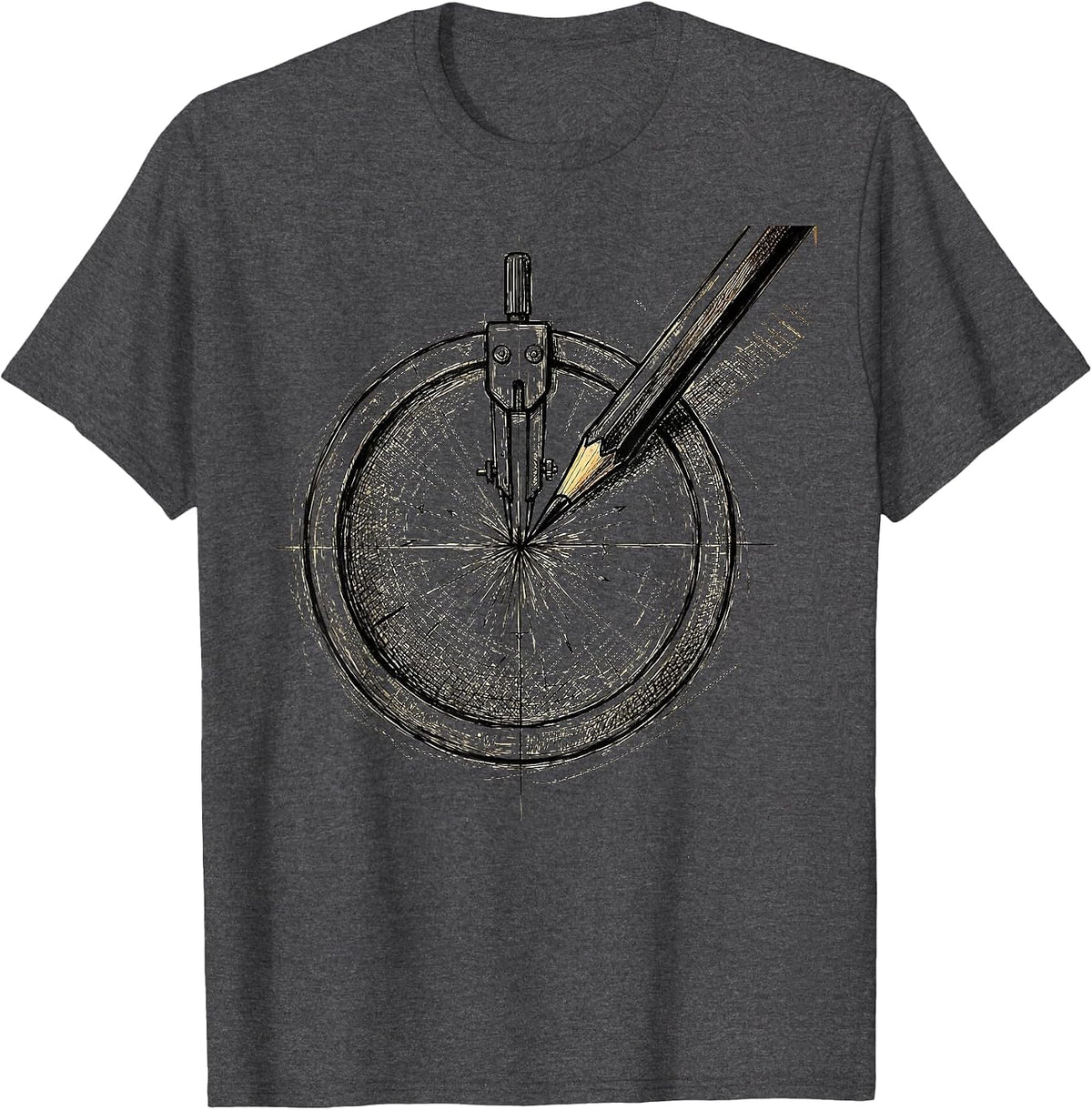 Men's Compass Drawing a Perfect Circle Graphic T-Shirt - Dark Heather Grey