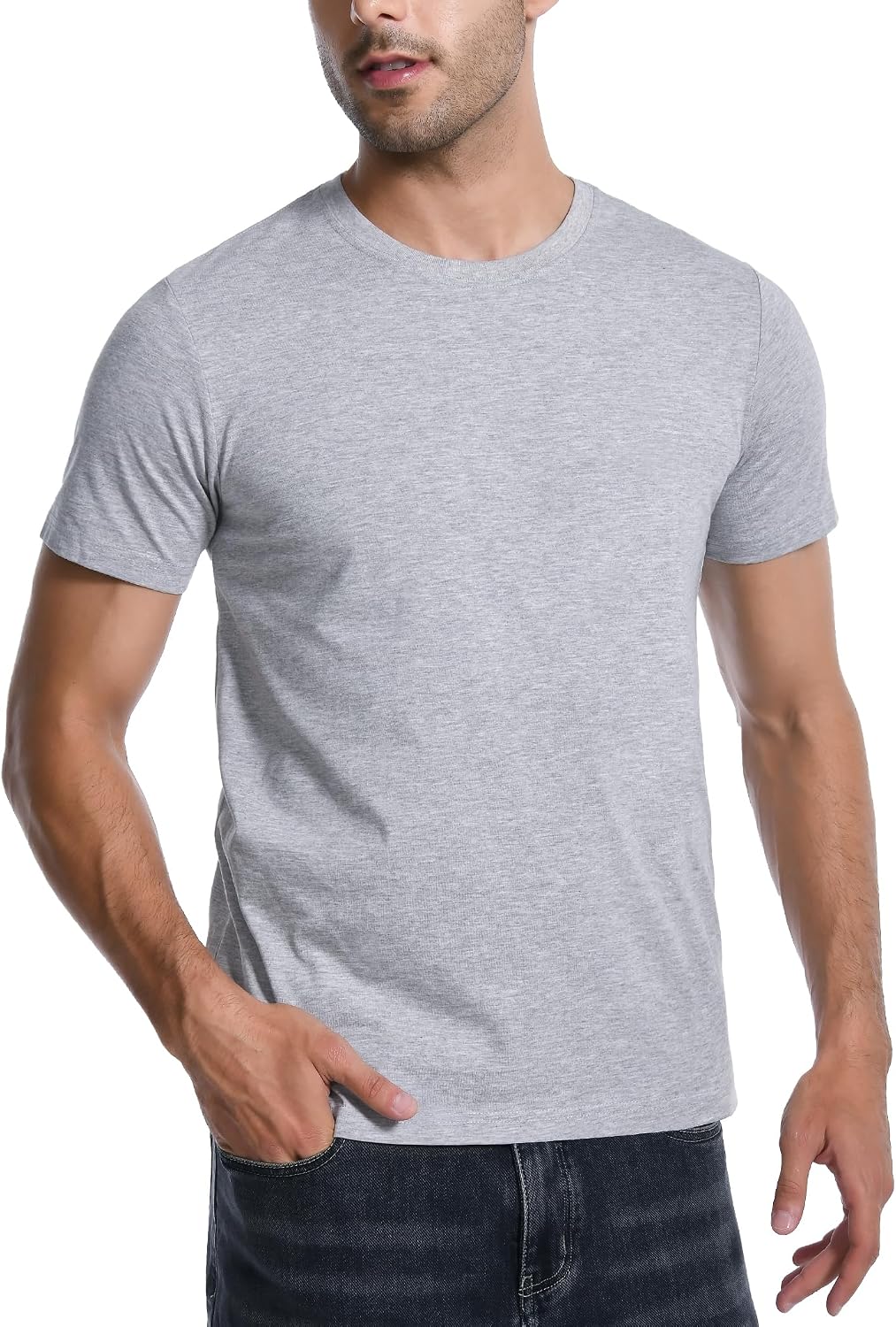 Pioneer Camp Mens Tshirts Cotton Short Sleeve Crew Neck Heavyweight - Heather Grey 1