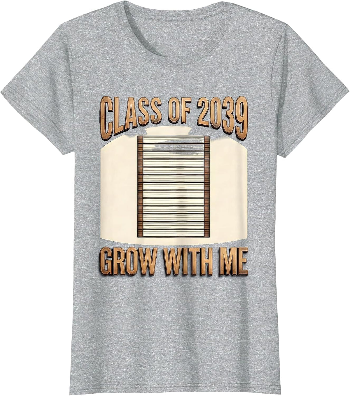 Women's Class Of 2039 Grow With Me Sentimental Keepsake First Day T-Shirt - Heather Grey
