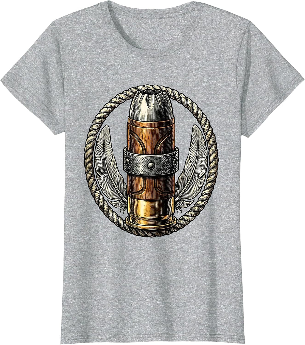 Women's Duck Band Shotgun Shell Hunting Graphic T-Shirt - Heather Grey