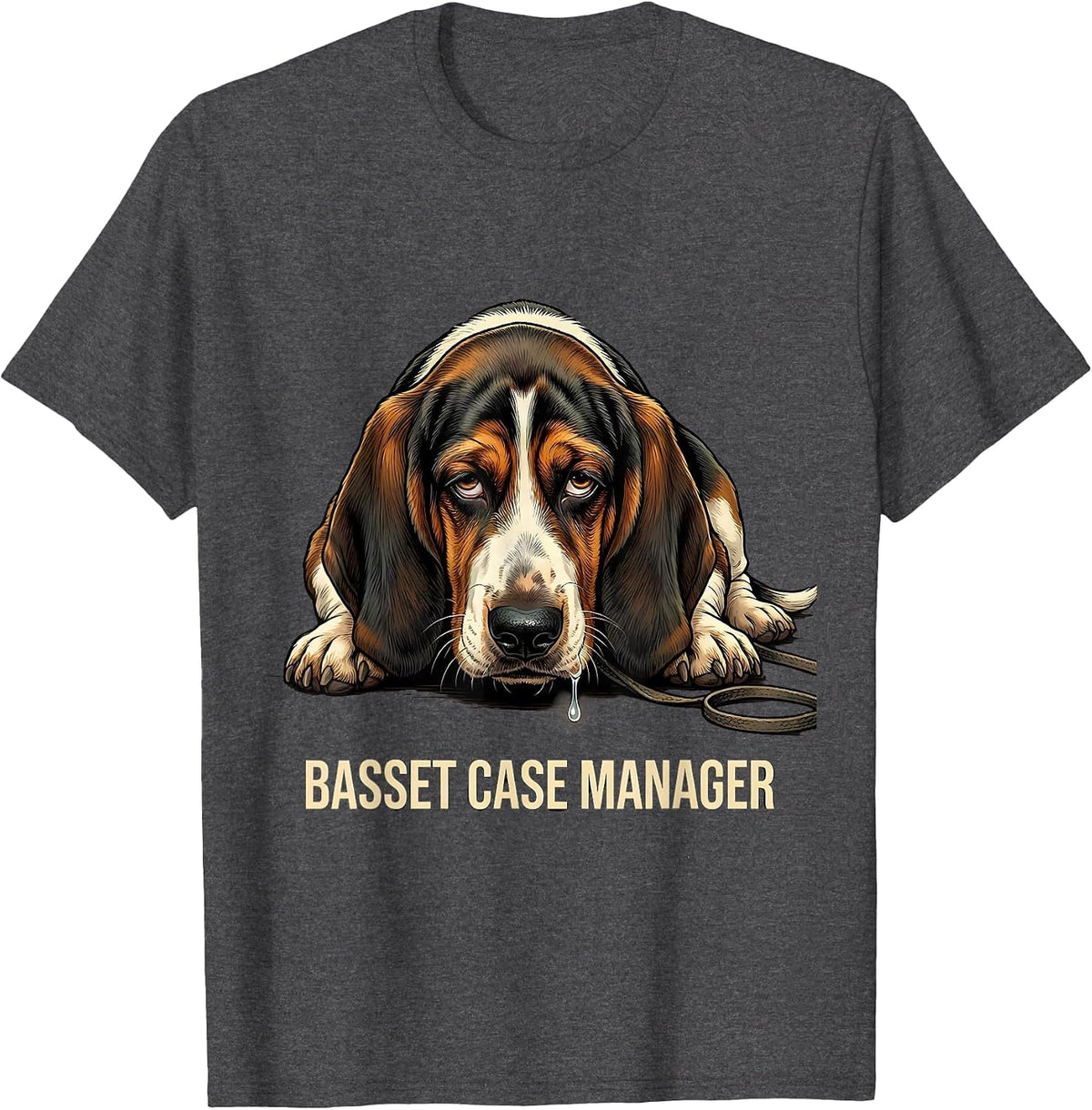 Men's Basset Case Manager Funny Basset Hound Dog Owner Gift T-Shirt - Dark Heather Grey