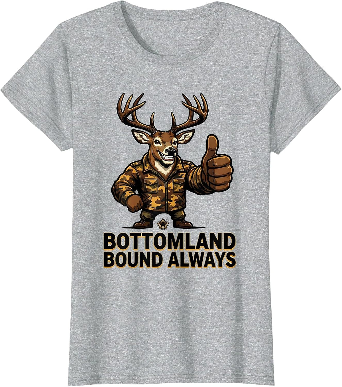 Bottomland Bound Always Camo Hunting Design T-Shirt - Heather Grey