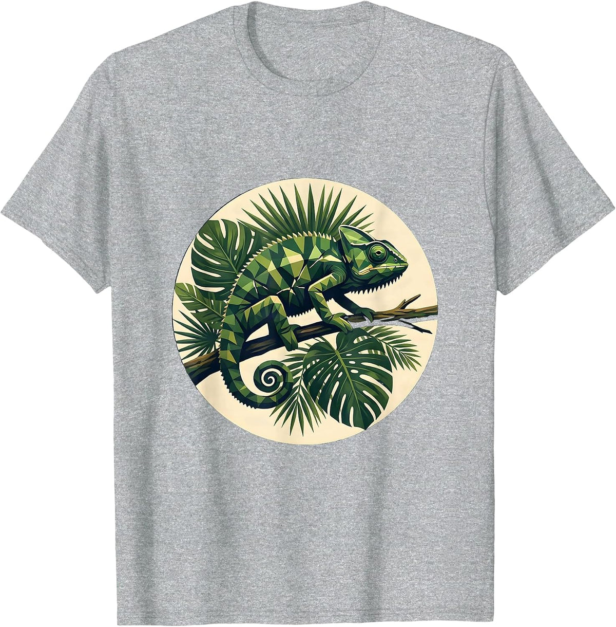 Men's Chameleon Jungle Camo Graphic Design T-Shirt - Heather Grey