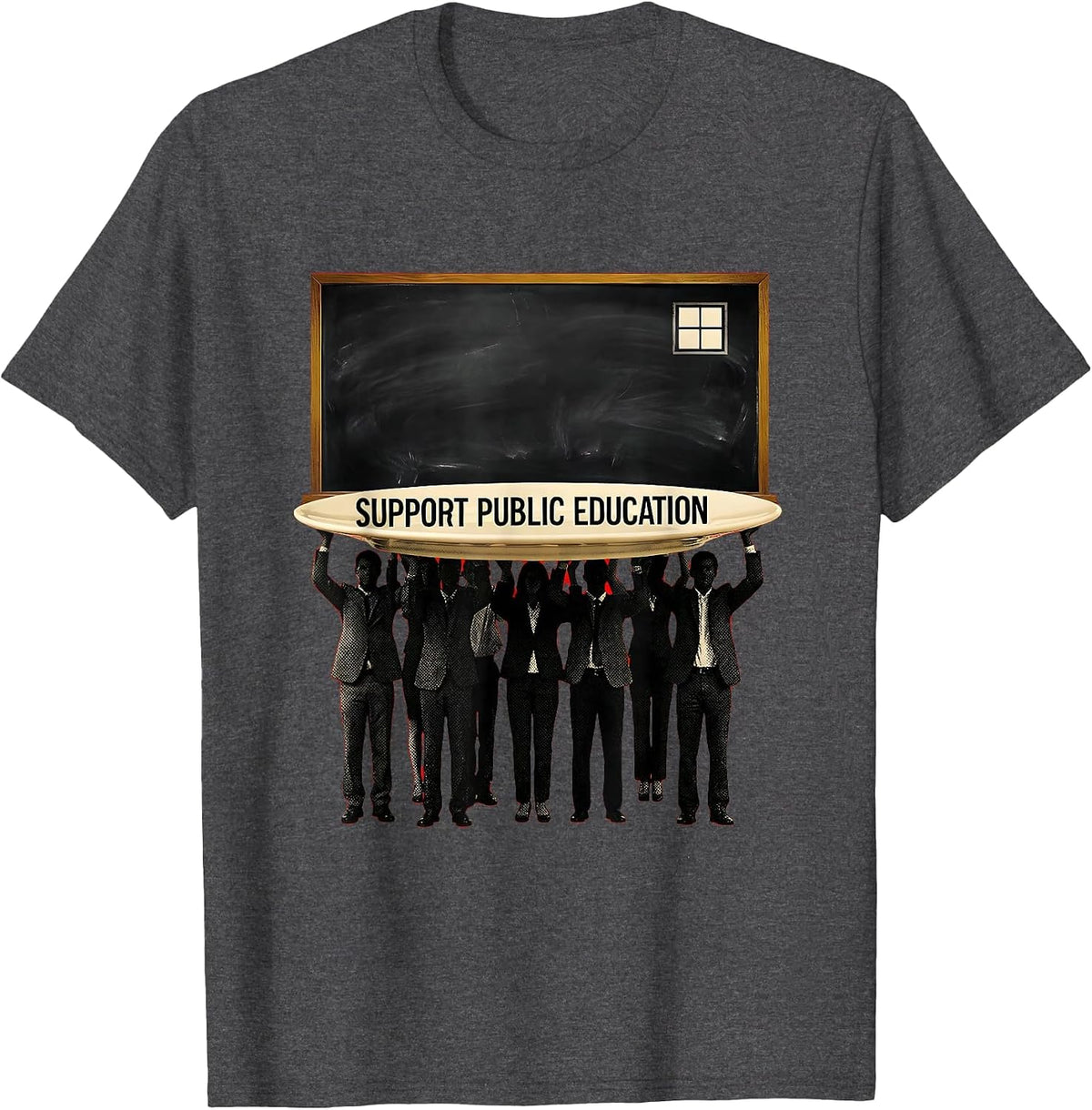 Support Public Education Teacher Red For Ed Protest Advocacy T-Shirt - Dark Heather Grey