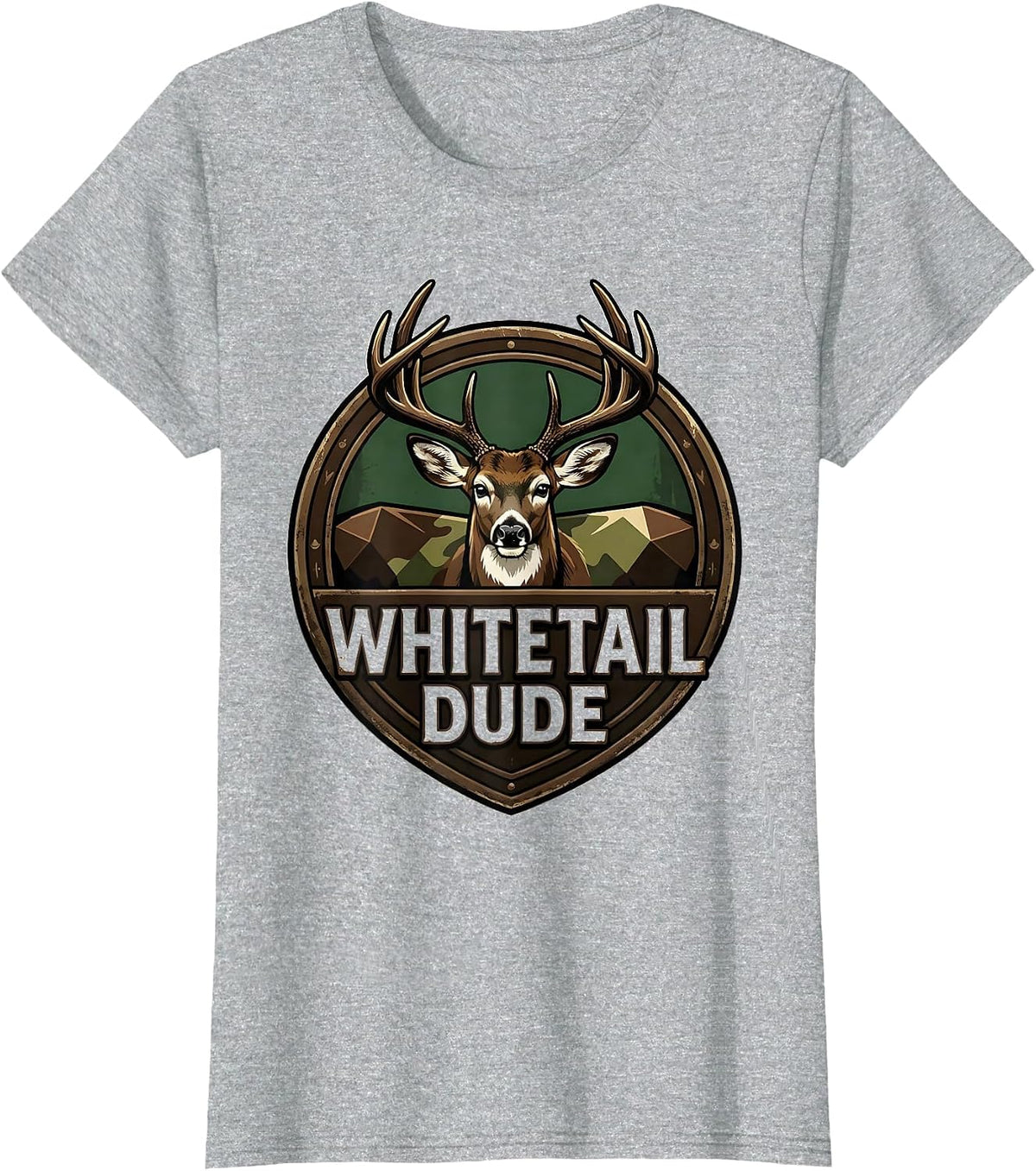 Women's Whitetail Dude Vintage Hunting Youth Teens Kids Camo T-Shirt - Heather Grey