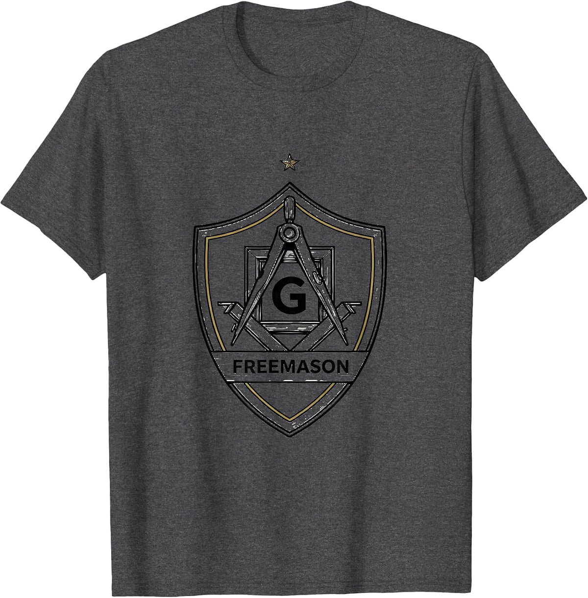 Freemason Square And Compass Fraternal Pride Line Art T-Shirt - Dark Heather Grey