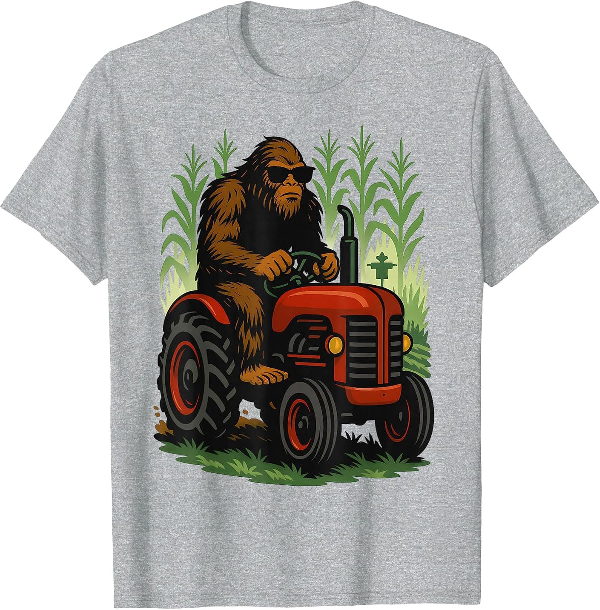 Funny Bigfoot Farmer Tractor Farming Farm Men Boys T-Shirt - Heather Grey