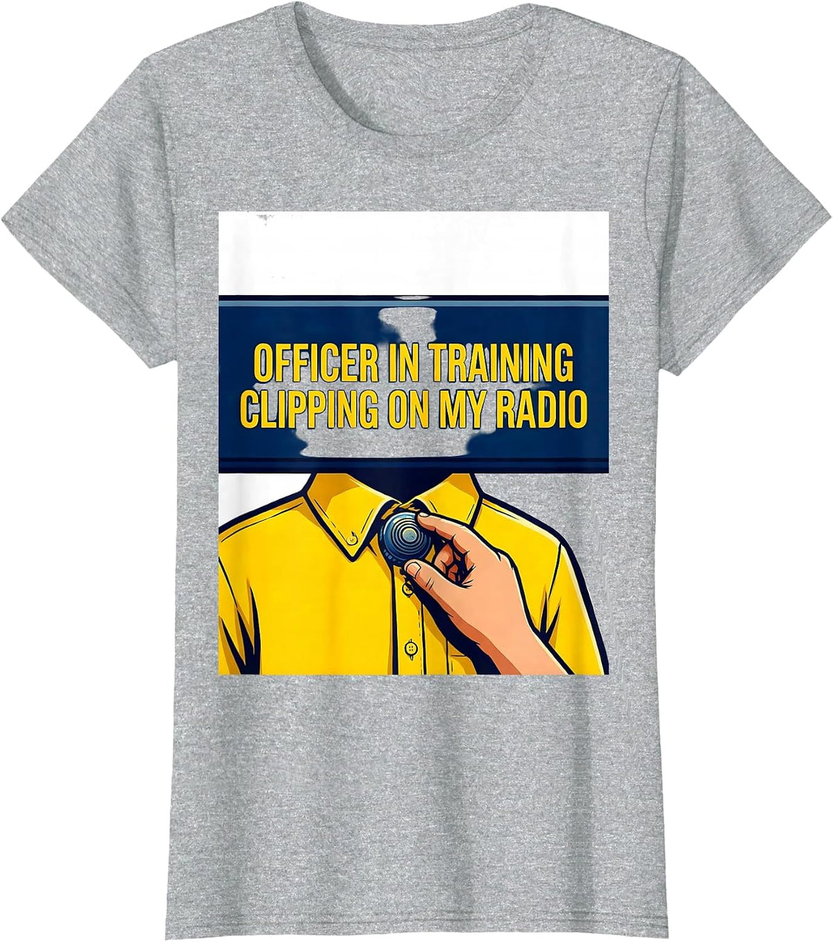 Officer In Training, Clipping On My Radio Kids Police T-Shirt - Heather Grey