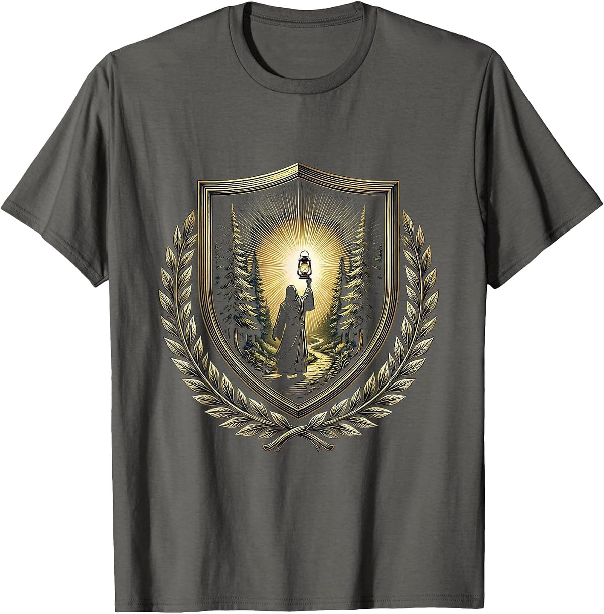 Men's Social Worker Lantern Forest Path Graphic T-Shirt - Asphalt Grey