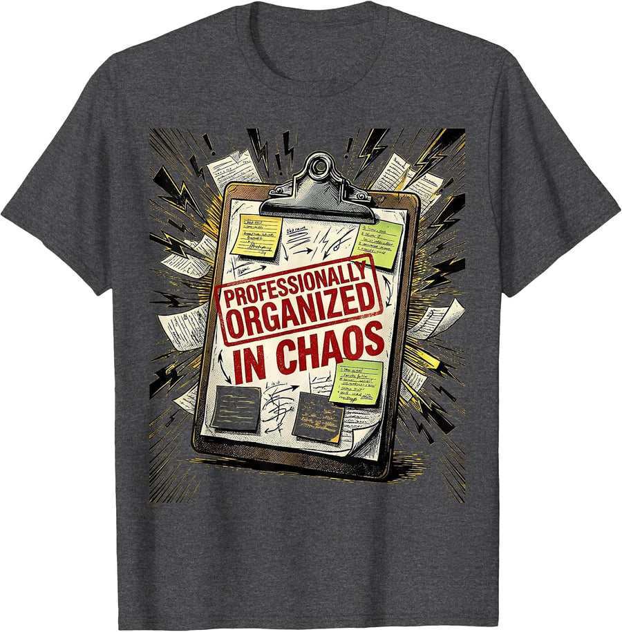 Men's Chaos Coordinator Professionally Organized Design T-Shirt - Dark Heather Grey