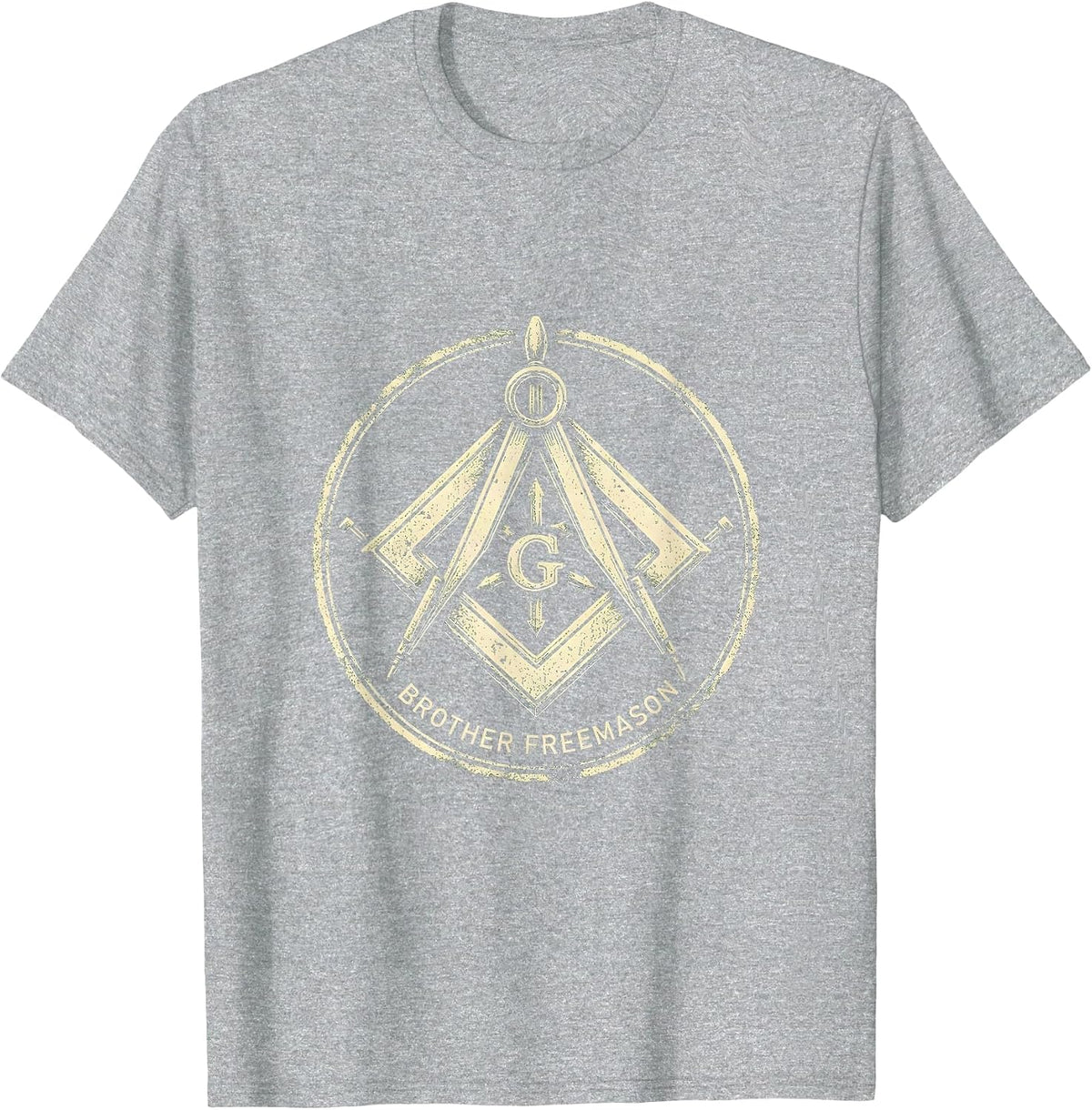 Men's Brother Freemason Rubber Stamp Square and Compass Masonic T-Shirt - Heather Grey