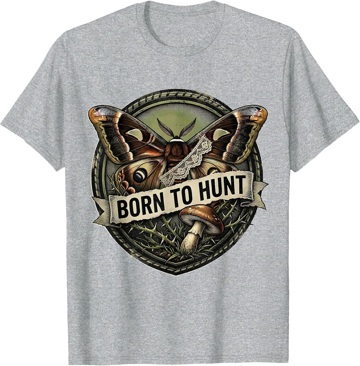 Men's Born to Hunt Camo Hunting Design T-Shirt - Heather Grey