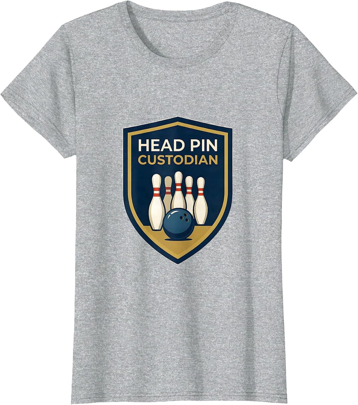 Head Pin Custodian Funny Bowling League Humor Bowler T-Shirt - Heather Grey