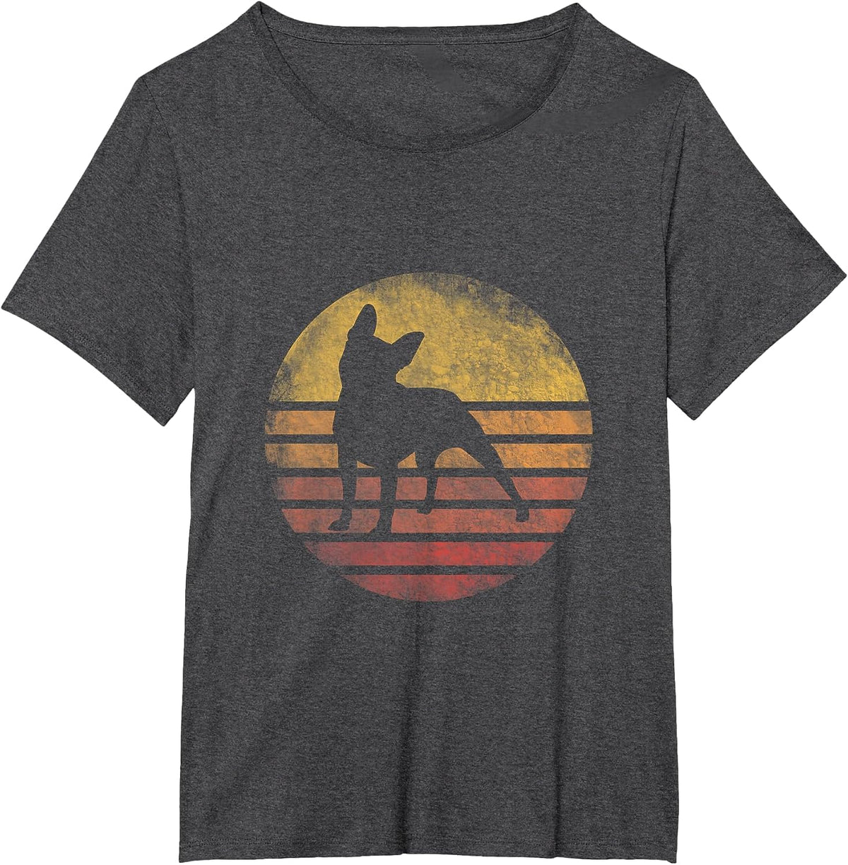 Retro Vintage Boston Terrier Dog Shirt 70s Silhouette Breed T-Shirt - Dark Heather Grey
