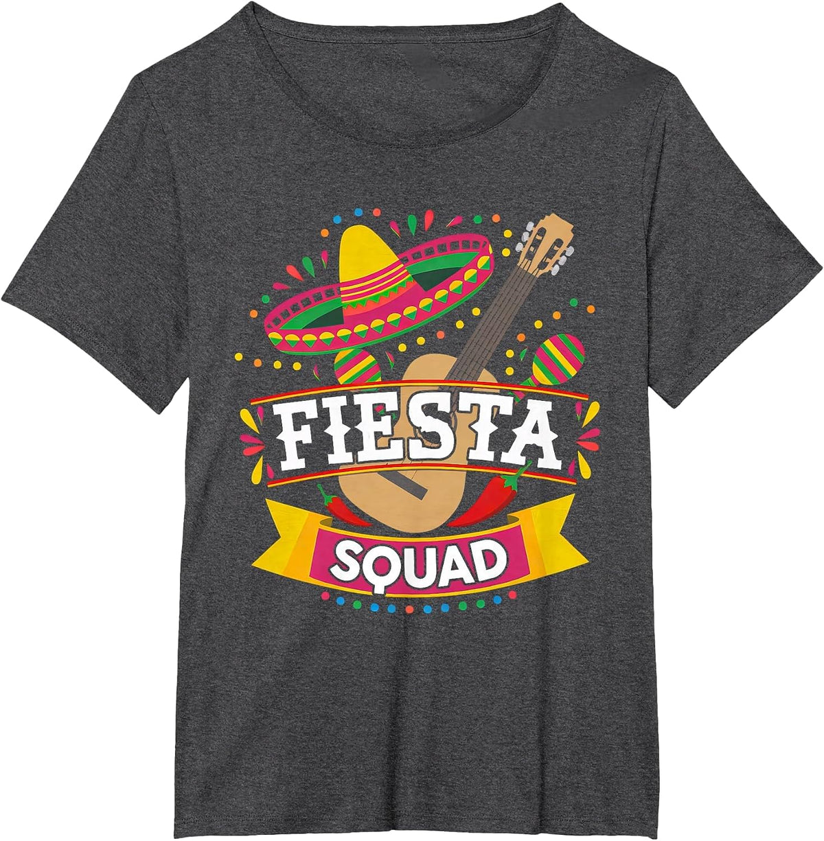 Fiesta Squad Cinco De Mayo Funny Mexican Party Cinco De Mayo T-Shirt - Dark Heather Grey